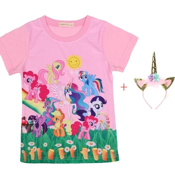 Jaunas Vasaras bērni tshirt Mans Mazulis Cute Meitenes tshirts Unicorn meitene, poniju Drēbes Bērniem Party T-kreklu Tērpus ar galvu