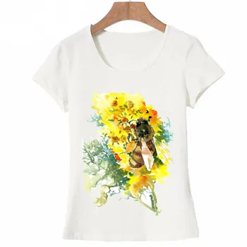 Jaunas vasaras modes Sieviešu t-krekls Bišu Medus un Ziedu Diezgan Akvareļu Art Atvadīšanās T-Krekls pirmslaulību ikdienas Topi, sieviešu t-veida