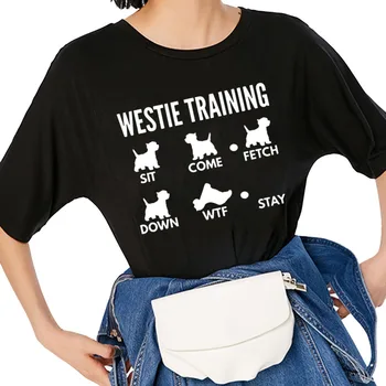 Jaunas Vasaras O-Veida Kakla West Highland Baltā Terjera T-Krekls Westie Mācību Īsām Piedurknēm Sievietēm Sieviešu Smieklīgi Kokvilnas Top Tee Tshirt
