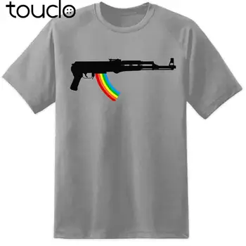 Jaunas Vasaras Tee krekls Mens AK47 Varavīksnes Šautene T Krekls Brīnumbērns Festivāla Koncerta Biļetes Smieklīgi Briedis Top Gun Gadījuma T-krekls