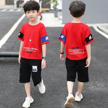 Jaunas Vasaras Zēnu Apģērbu Komplekti, Bērnu T-krekls ar Īsām Piedurknēm +Bikses noteikti Divi Gabali Komplekts Bērniem, Bērnu Zēnu Drēbes 6 8 10 11 12 Gadiem