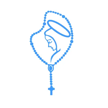 Jaunavas Marijas rožukroni Fatima Vinila Katoļu Klēpjdatoru Auto Uzlīmes Uzlīmes Katoļu Religous Virgen latīņu Dievs KK Vinila