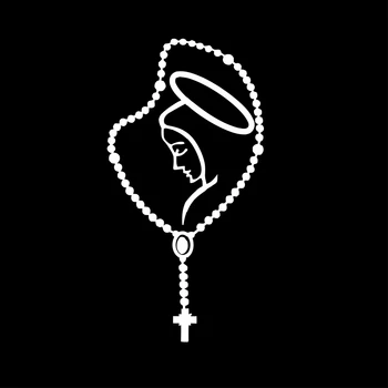 Jaunavas Marijas rožukroni Fatima Vinila Katoļu Klēpjdatoru Auto Uzlīmes Uzlīmes Katoļu Religous Virgen latīņu Dievs KK Vinila