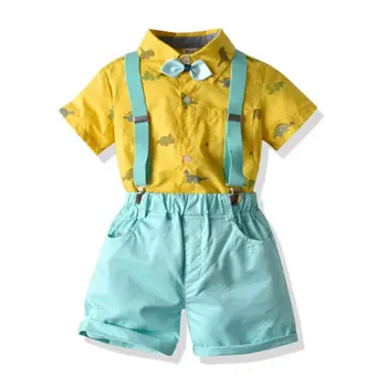 Jaundzimušais Zēns, Vasaras Formālo Apģērbu Komplekts Loku, Kāzas, Dzimšanas Dienas Zēni Kopumā Atbilstu Pleds Dinozauru Krekls Toddler Džentlmenis Apģērbs