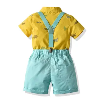 Jaundzimušais Zēns, Vasaras Formālo Apģērbu Komplekts Loku, Kāzas, Dzimšanas Dienas Zēni Kopumā Atbilstu Pleds Dinozauru Krekls Toddler Džentlmenis Apģērbs