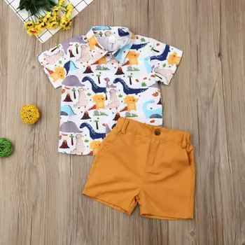 Jaundzimušiem Bērniem, Bērnu Zēniem 1T-6T Kokvilnas Topi, T-kreklu Dinozauru Bikses, īsās bikses-Šorti Apģērbs Apģērbs