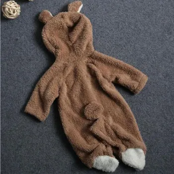 Jaundzimušo bērnu romper Ziemas kostīms mazulim zēnu drēbes Koraļļu silts Vilnas bērnu, meiteņu apģērbs, Dzīvnieku Kopējo bērnu kombinezonus jumpsuit