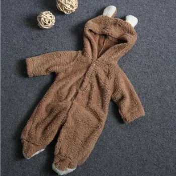 Jaundzimušo bērnu romper Ziemas kostīms mazulim zēnu drēbes Koraļļu silts Vilnas bērnu, meiteņu apģērbs, Dzīvnieku Kopējo bērnu kombinezonus jumpsuit