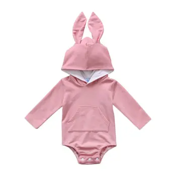 Jaundzimušā Bērna Baby Meitene Zēnu Bodysuit Pelēkā Vārna Bunny Ausis Jumpsuit Playsuit Apģērbs Bērniem, Apģērbs Lieldienu Kostīmu 0-24 Mēneši