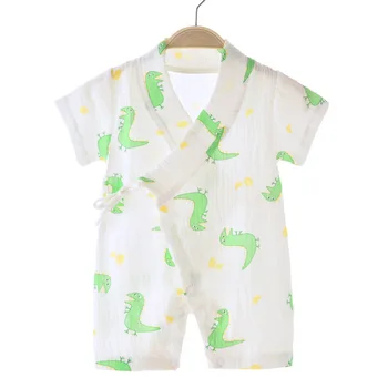 Jaundzimušā bērna Baby Zēni Meitenes Karikatūra Dzijas Drēbes Kimono Romper Jumpsuit Sleepwear gadījuma Vasaras jauno dzimis drēbes roupa infantil