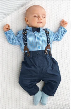 Jaundzimušā Bērna Baby Zēnu Apģērba Komplekts Zēniem Džentlmenis, Uzvalkus Ar Garām Piedurknēm Krekli, Topi+(Dungriņi) Zeķu Bikses Uzstādīt Bērnu Apģērbs