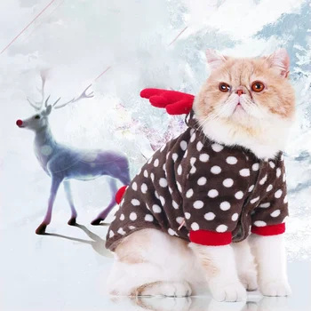 Jauni Mājdzīvnieki Kaķu Apģērbu Ziemassvētku Saģērbt Kostīmu Gudrs Ziemeļbriežu Mētelis Pelēkā Vārna Ar Sarkanu Ragi Pet Suns Ziemā Saglabāt Siltu Apģērbu