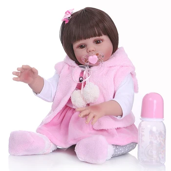 JAUNI taisni mati, 49CM bebe lelle atdzimis toddler meitene rozā truša kleita pilna ķermeņa mīksta silikona reāli baby vannas rotaļlietas