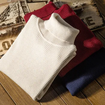 Jauno Dizaineru Džemperis Vīriešiem Augstas Apkakles Džemperis Kleita Bieza Ziemas Siltā Jersey Adīti Džemperi Mens Valkāt Slim Trikotāža Pilna