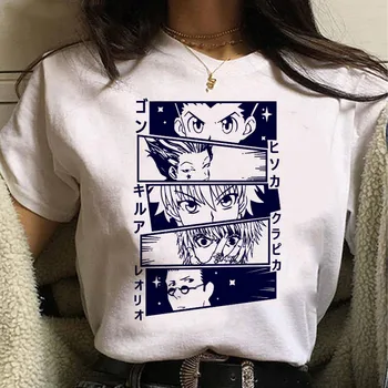 Jauno Hunter X Hunter Sievietēm, Anime T Krekls Uzdrukāts Harajuku Balts T-krekls ar Īsām Piedurknēm Ikdienas Topi Grafiskais Black Tee Krekli