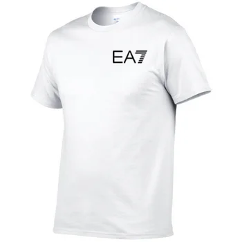 Jauno krievijas vīriešu T-krekls kokvilnas zīmola EA 7 vīriešu T-krekls top gadījuma T-krekls vīriešu vienkrāsainu T-kreklu, Eiropas izmērs XS-XXL