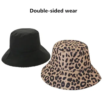 Jauno Leopard Double-sided Valkāt Spaini Cepures Sieviešu Vasaras Baseina Klp Liels Malām Sunhat Sunbonnet Fedoras Modes Pludmales Cepure, Vairumtirdzniecība