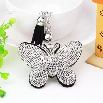Jauno Modes Crystal Butterfly Keychain Personības Dzīvnieku Tauriņš Auto Atslēgu Gredzens Sieviešu Somas Kulons Piederumi Atslēgu ķēdes