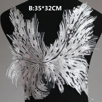 Jauno modes L Spārniem izšuvumi mežģīņu auduma ielīmējiet Kāzu Kleitu Rota DIY apģērba piederumi RS1993