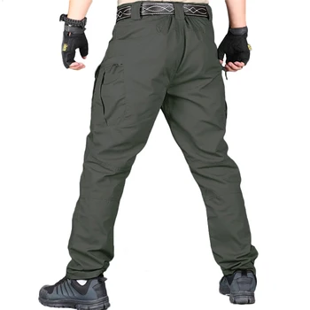Jauno Modes Mens Āra Taktiskās Bikses Vīriešu Vairākas Kabatas Elastību Tīrtoņa Krāsu Militārās Bikses Vīriešu Slim Fat Kravas Elsas