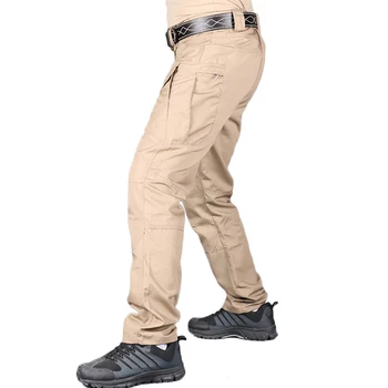 Jauno Modes Mens Āra Taktiskās Bikses Vīriešu Vairākas Kabatas Elastību Tīrtoņa Krāsu Militārās Bikses Vīriešu Slim Fat Kravas Elsas