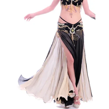 Jauno Modes Sieviešu Vēdera deju Svārki Vēdera deju Valkāt Darbības Seksīga vēdera deju Kostīmu 2 Šķēlumi BiColor Top Šifona Svārki