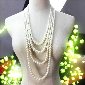 Jauno modes skaistas sievietes, dzimšanas dienas svinības imitācija pērle 4 slānis pērļu kaklarotu kuģniecības aģents
