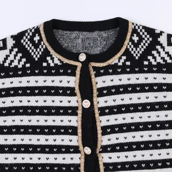 Jauno modes svītrainu džemperi, jakas apaļu kakla sieviešu džemperis mētelis rudens ziemas