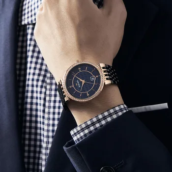 Jauno Modes Ultra-plānas Kvarca Skatīties Vīriešu Top Zīmola Luksusa Rhinestone Kleita rokas Pulkstenis Ūdensizturīgs, Tērauda Pulksteni, Cilvēka Biznesa Reloj