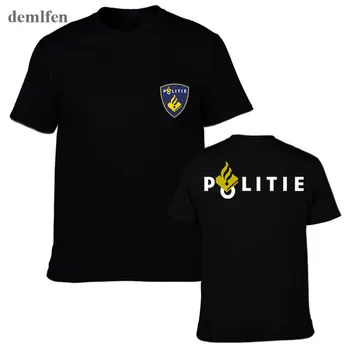 JAUNO Nīderlandes Policija Policijas Speciālās Swat Vienībai ir Spēkā Vīriešu T Krekls Modes Īsām Piedurknēm T Krekls Topi, t-veida