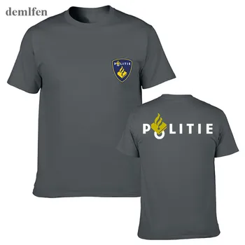 JAUNO Nīderlandes Policija Policijas Speciālās Swat Vienībai ir Spēkā Vīriešu T Krekls Modes Īsām Piedurknēm T Krekls Topi, t-veida