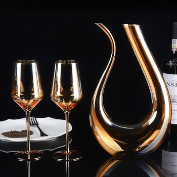 Jauno radošo zelta karafi Rietumu-stila vienkāršu sadalīt vīna glāzi Eiropā un Amerikā kristāla sarkanā vīna kausu , Vīna Piederumi