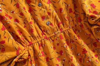 Jaunpienācēji sieviešu midi salds velveta kleita rudens modes garām piedurknēm ziedu drukāt ikdienas kleitu mori meitene vestidos