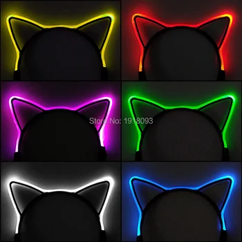 Jauns 1gb 6 Krāsas Izvēlieties Mirgojošs LED Mirdzumu ap Galvu stiprināmas Kaķis iedegties Cepures Sievietēm, Meitenēm Matu Aksesuāri Mirdzumu Grupa Krājumi