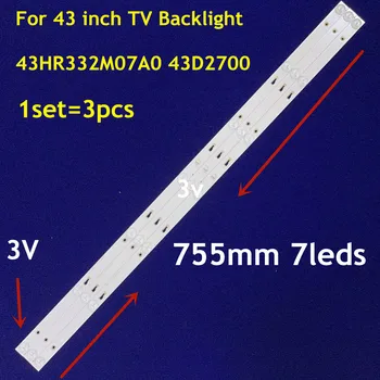 Jauns 1Set =3PCS LED Apgaismojums Sloksnes 43D2700 panelis LC430DUY-SHA1 tv Artel 43A9000