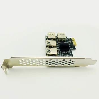 Jauns 4 Porti PCIe Stāvvadu Adapteris Valdes PCI-E 1x līdz 4 USB 3.0 PCI-E Rabbet GPU Stāvvadu Extender Ethereum ETH/Monero XMR/Zcash ZEC 16X