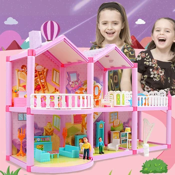Jauns DIY Ģimenes Leļļu Nams Lelles, Aksesuāri, Rotaļlietas Ar Miniatūru Mēbeles Garāža DIY Leļļu Nams Casa Rotaļlietas Meitenēm Dzimšanas dienas Dāvana