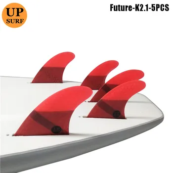 Jauns Dizains Upsurf Nākotnē Fin K2.1 Vējdēlis Spuras Stikla Šūnveida Tri-Quad Spuras Quilhas Dzinekli, 5 fin Komplekts