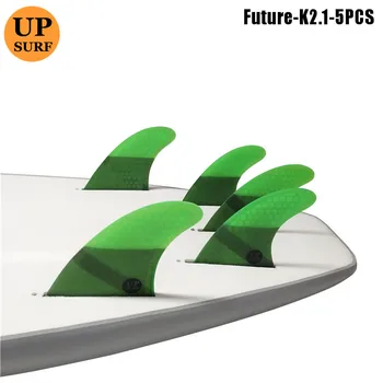 Jauns Dizains Upsurf Nākotnē Fin K2.1 Vējdēlis Spuras Stikla Šūnveida Tri-Quad Spuras Quilhas Dzinekli, 5 fin Komplekts