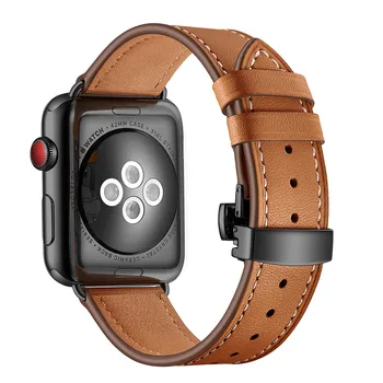 Jauns Dizains Īstas Ādas Watchband Apple Skatīties Band Series 5 4 3 2 1 Rokassprādzi Vīriešu/Sieviešu Ādas Siksna 40mm 44mm 38/42mm