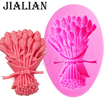 Jauns Dizains Ķekars Rožu Ziedi, Karamele Silikona Veidnē 3D Kūka Dekorēšanas Instrumentiem, māla/gumijas T0908