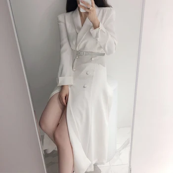Jauns Elegants Tērps, Kleita Sievietēm Ir 2021. Pavasara Rudens Biroja Dāma divrindu Garās Kleitas