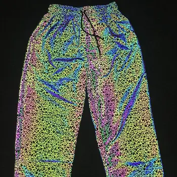 Jauns krāsains haotiska modelis atstarojošs bikses Eiropas un Amerikas vīriešu hip-hop krāsains gaismas gadījuma Jogger Bikses