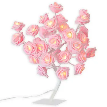Jauns LED Spuldžu Rose Puķu Koku Formas Akumulatora Barošanu Dekoratīvās LED Galda Gaismas Puses Ziemassvētki Kāzu QP2