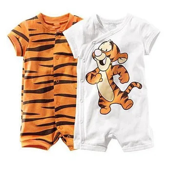 Jauns Mazulis, zēns, meitene, Kombinezonus Kokvilnas Mīksta Jaundzimušo īsām piedurknēm vasaras jumpsuit Jauki karikatūra tiger bērnu apģērbs, apģērbu Jumpsuit