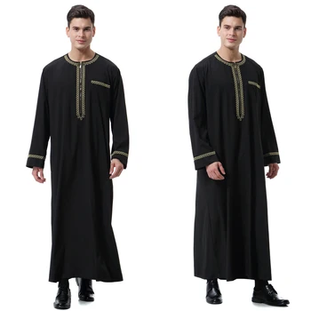 Jauns melnais jubba thobe islāma apģērbi vīriešiem caftan homme rāvējslēdzēju arābu djellaba homme pakistānas musulmaņu tērpu djellaba vīriešiem islāmu