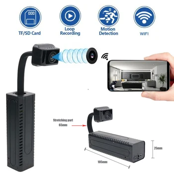 Jauns Mini Kameras Wifi Reālā laika Uzraudzību 1080P HD IP Kameras AI Cilvēka Atklāšanas Loop Ierakstīšanas Mikro Kamera, Videokamera