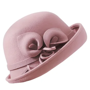 Jauns Pakavs Lotus Vilnas Filcs, Fedoras Sieviešu Cepure Ziedu Kupols Frilled Cepures Sievietēm Sieviešu Modes Cepures