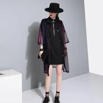 Jauns pavasara un vasaras 2020. gada sieviešu Eiropas valstu Pārredzamu dobi samazināt kimono stila tranšejas F1361 Sauļošanās outwear