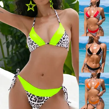 Jauns Pārsējs/brazīlijas/Sexy Bikini Komplekts Leopards izdrukāt Peldkostīmi sievietēm divas Gabals Bikini Komplekts peldkostīmu tankini peldkostīmi sievietēm